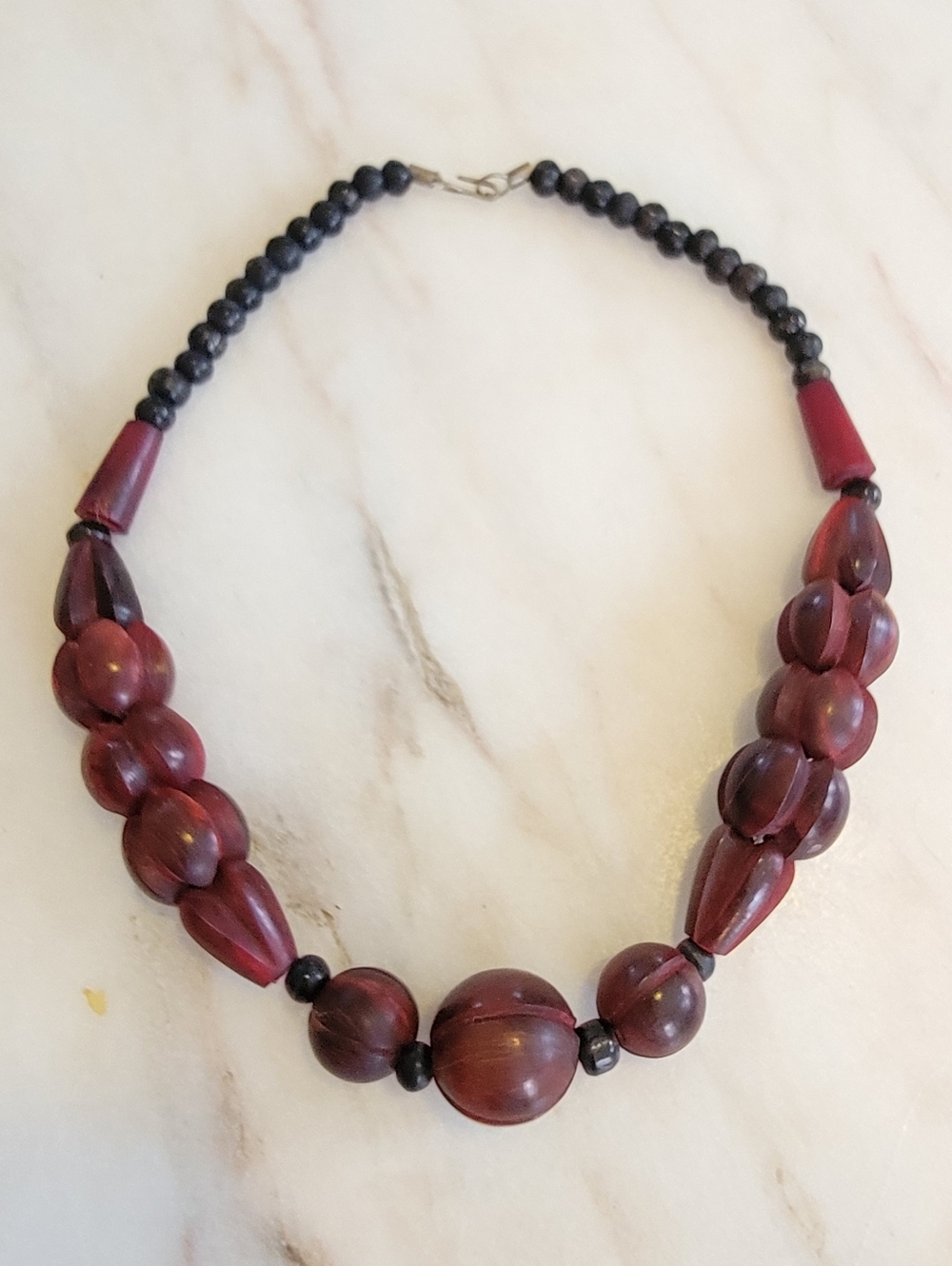 Handcrafted Horn Bone Wood Bead Statement Necklace